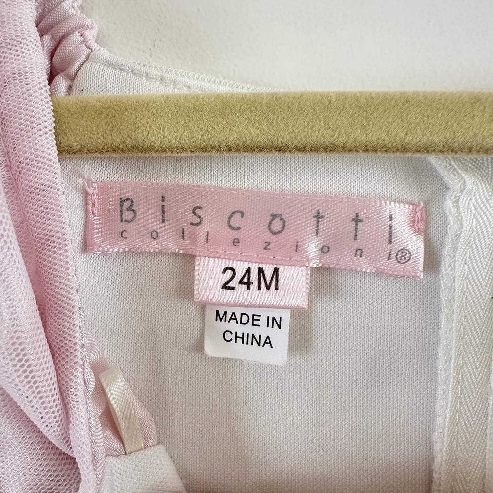 Biscotti Collezioni Baby Girl Dress Pastel Tulle Floral 24 Mos Pink Green Yellow - Picture 5 of 6